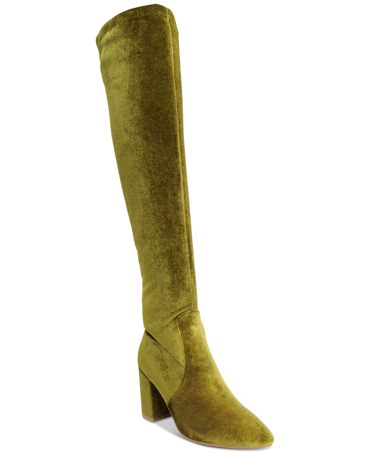 Smash Shoes Women's Malia Wide Calf Block Heel Over-the-knee Boots In Green