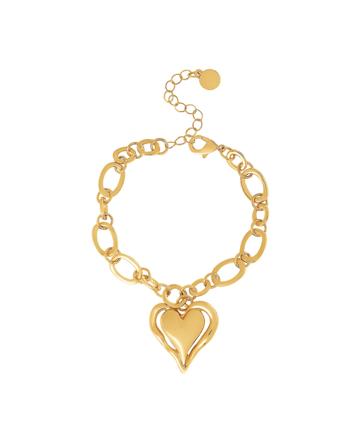 Bold Heart Pendant Bracelet - Gold