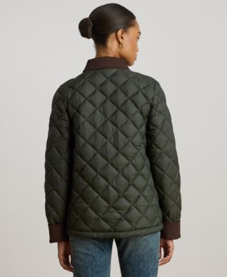 Women's Corduroy-Collar Diamond Quilted Jacket