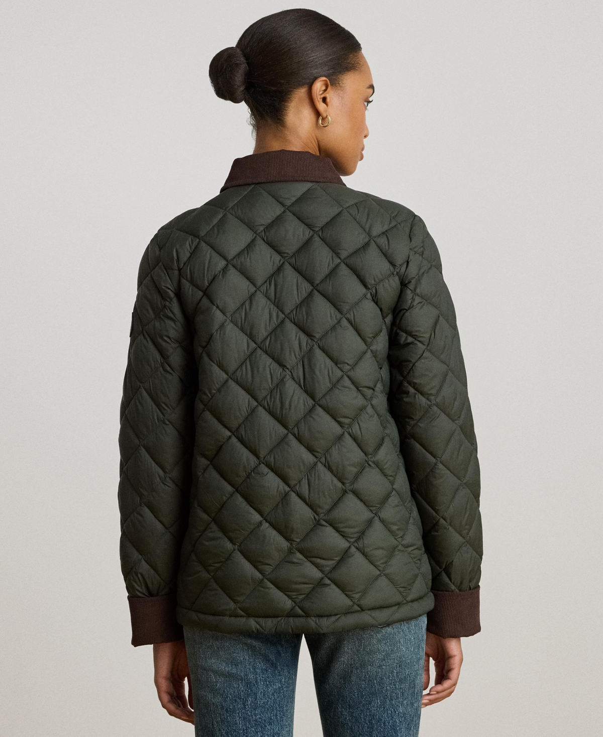 Ralph Lauren Corduroy-trim Quilted Barn Jacket In Green