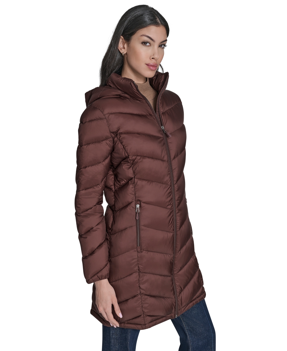 Charter Club Women's Packable Hooded Puffer Coat, Created For Macy's In Brown