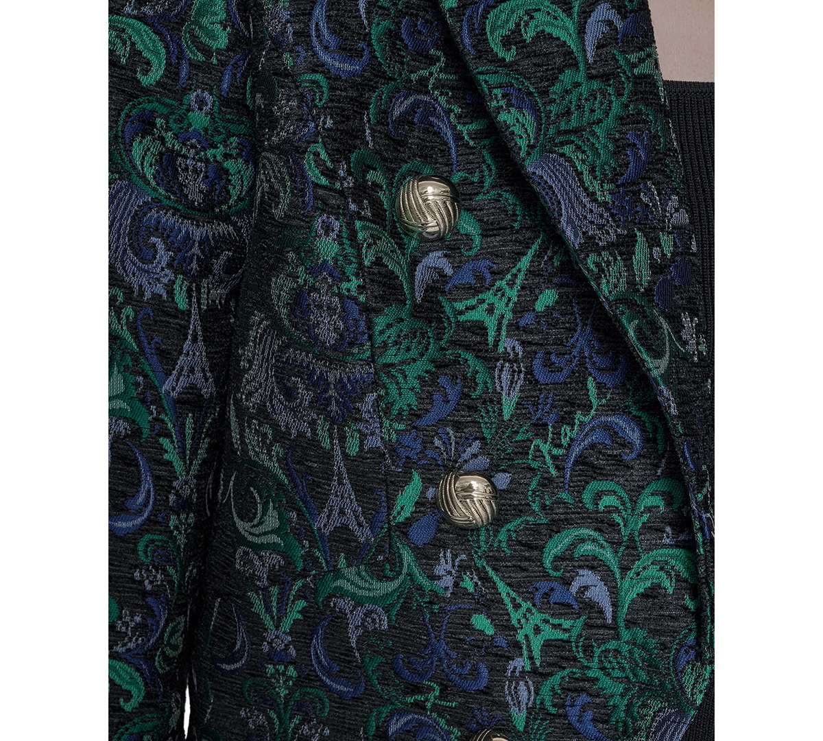Karl Lagerfeld Petite Jacquard Open-front Jacket In Green