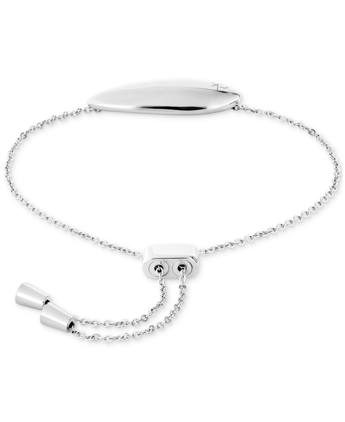 Calvin Klein Logo-etched Sculpted Slider Bracelet In Silver