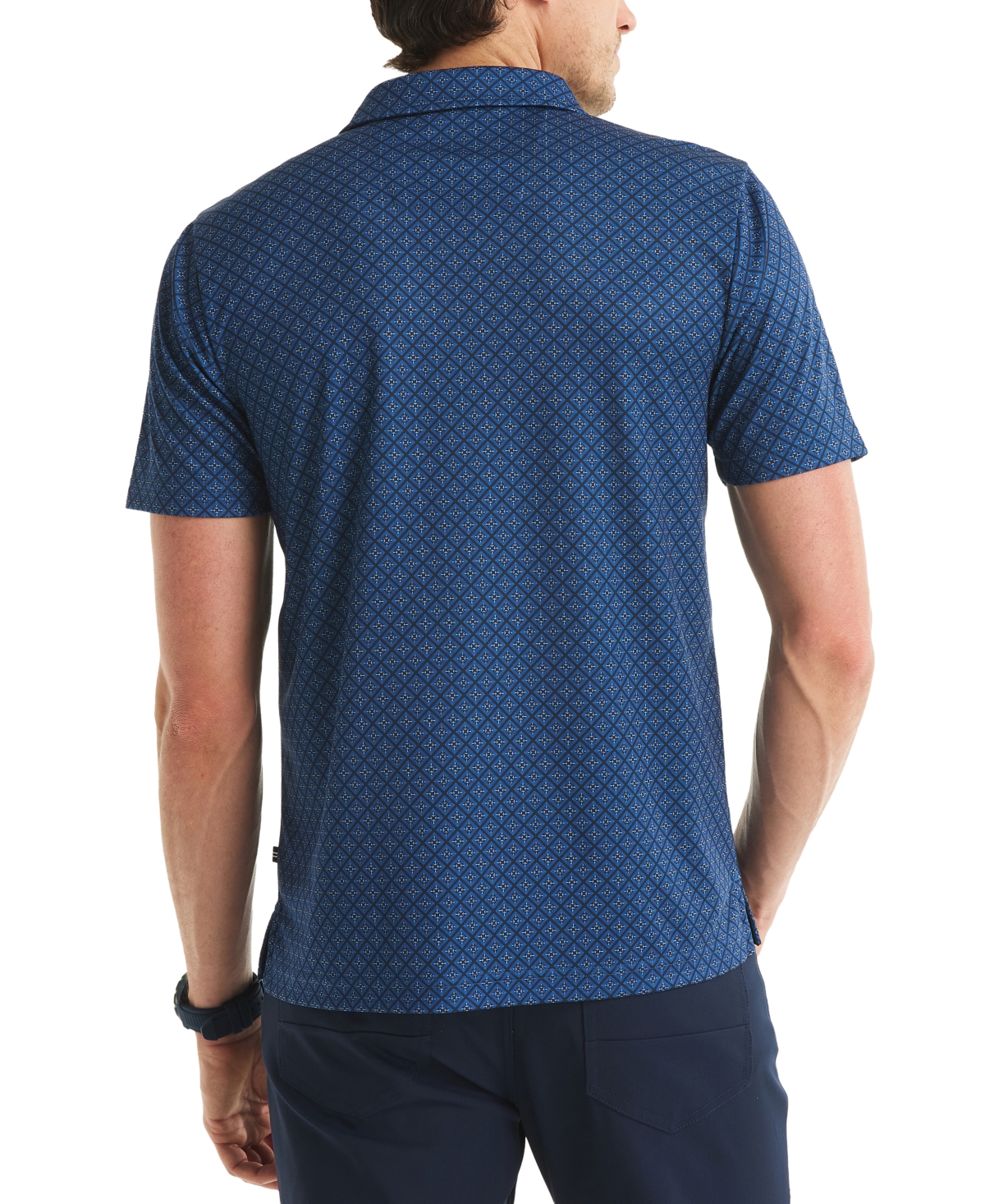 Nautica Men's Printed Classic-fit Performance Button-down Shirt In Blue