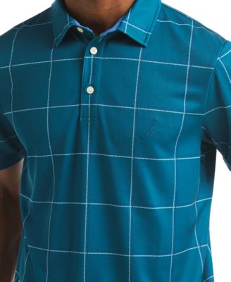 Men's Short Sleeve Windowpane Golf Polo Shirt