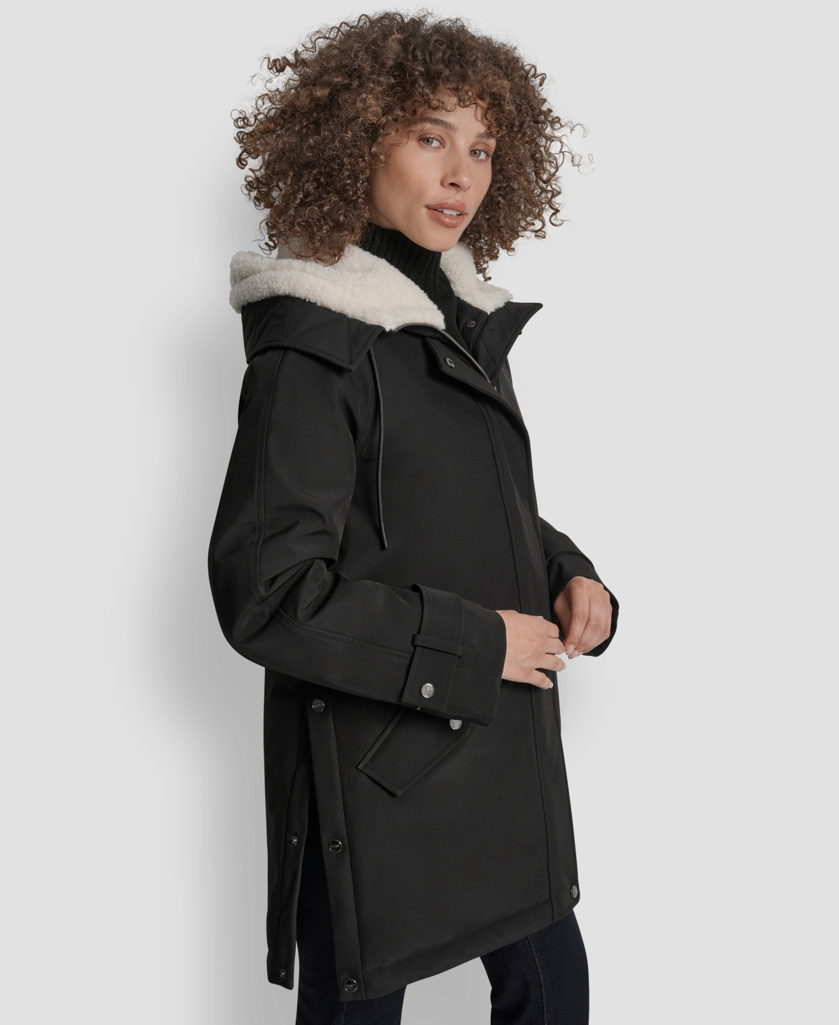 Dkny Women's Faux-Fur-Lined Hooded Softshell Coat