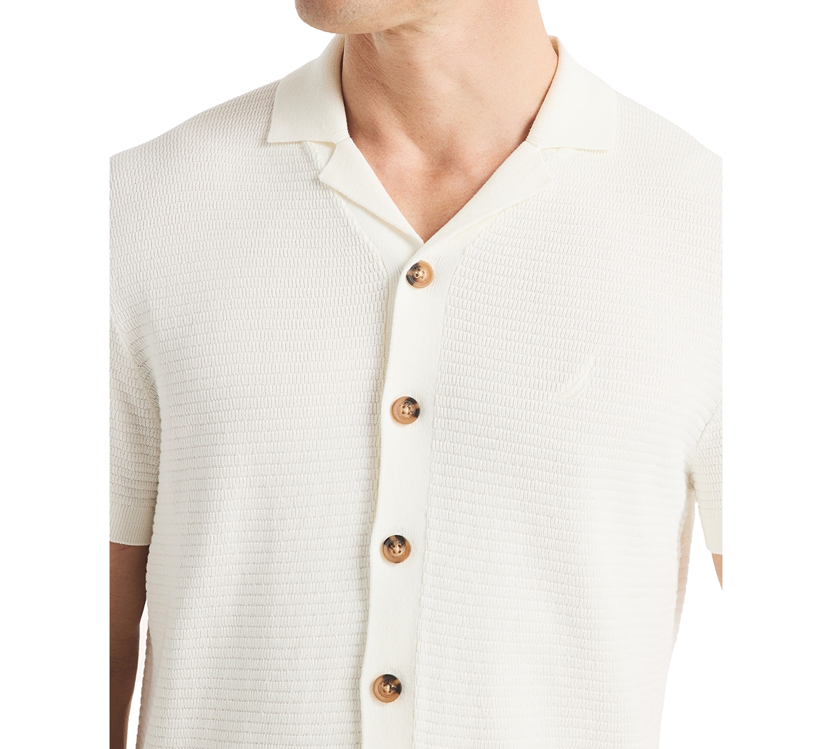 Nautica Mens Textured Sweater Polo In White