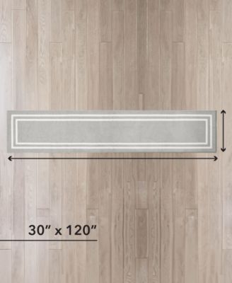 Double Line Border Tufted Runner Rug, 30" x 120"