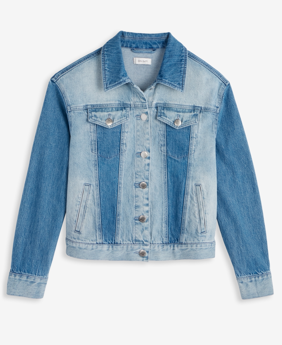 On 34th Womens Two Tone Denim Trucker Jacket Xxs 3x Macys Exclusive In Blue