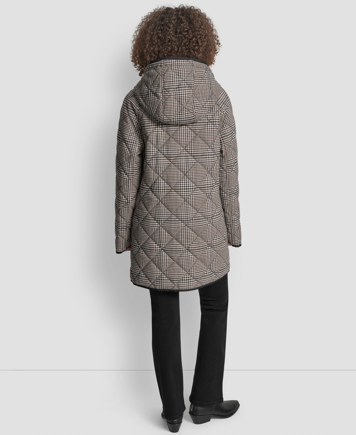 Dkny Women's Hooded Toggle Quilted Coat In Multi