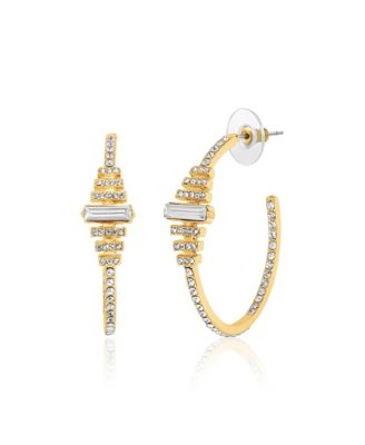 Crystal Baguette Hoop Earrings