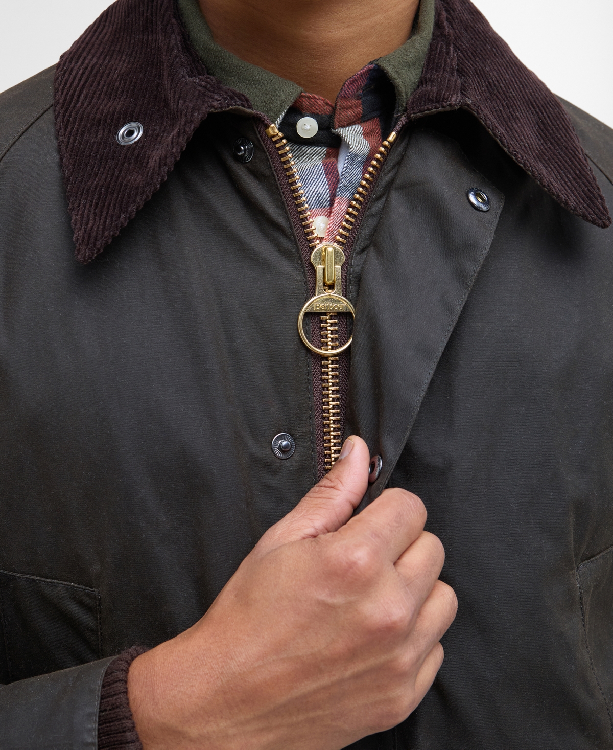 Barbour Brown Waxed Cotton Ashby Jacket In Green