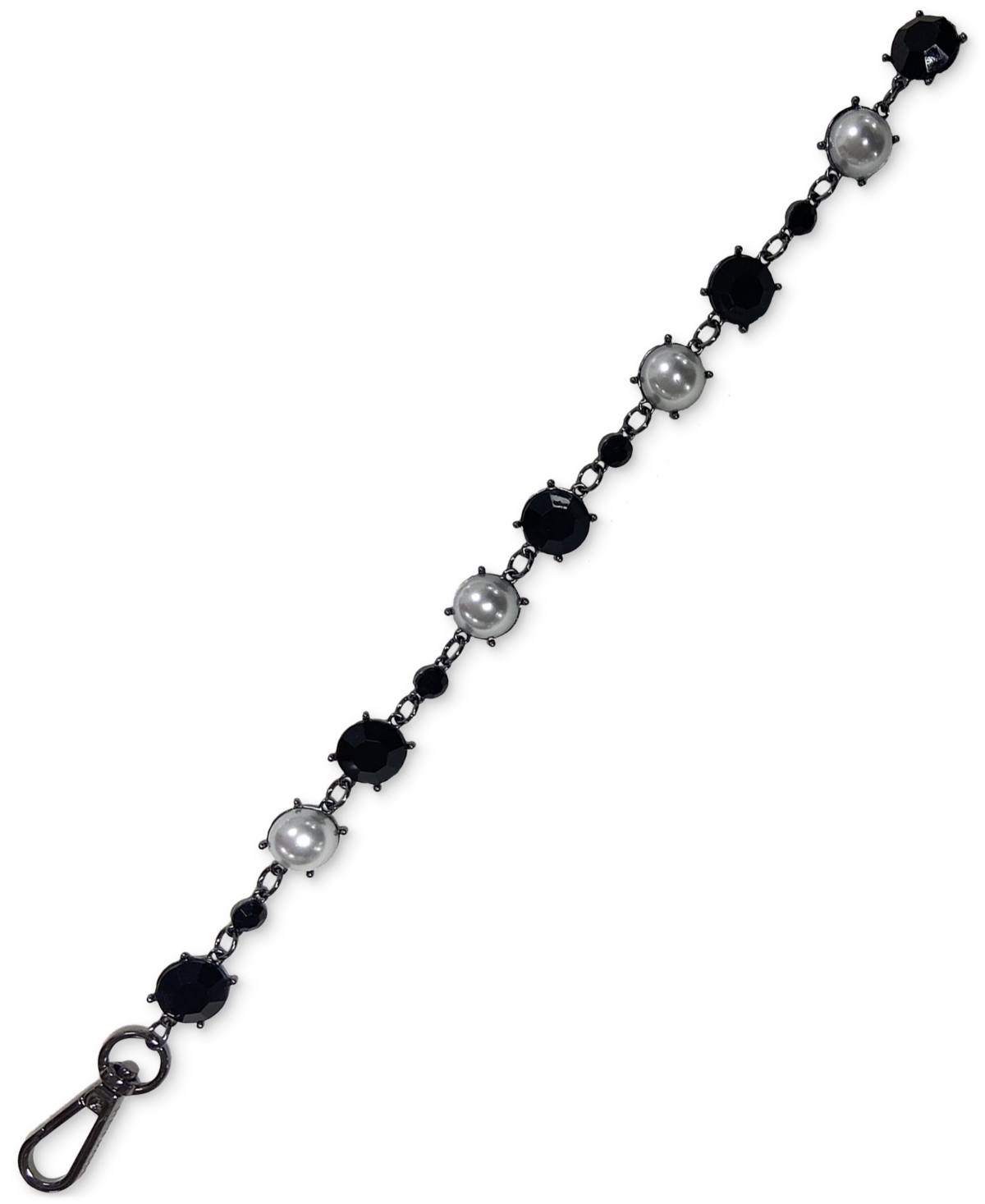Imitation Pearl & Stone Chain Belt - Gunmetal