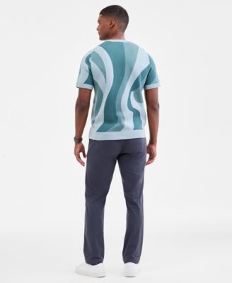 Men's Short-Sleeve Abstract Pattern Crewneck Sweater, Macy's Exclusive