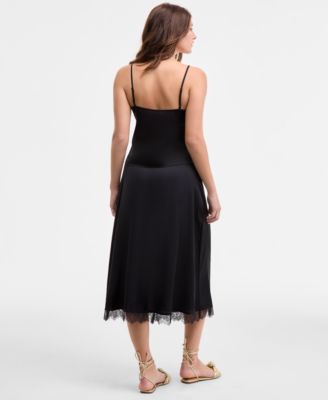 On 34th Womens Lace Trim Tank Lace Trim Slip Skirt Macys Exclusive In Black