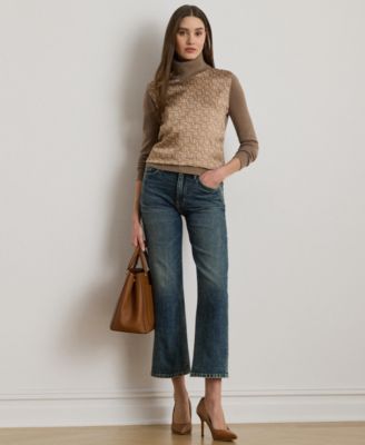 Women's Geo-Print Wool-Blend Turtleneck Sweater