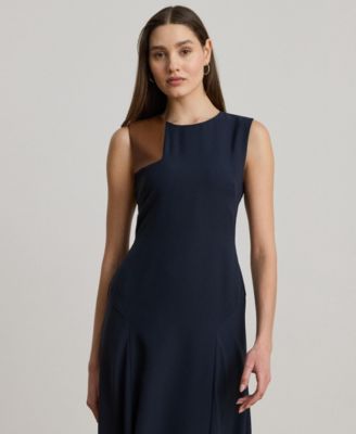 Women's Faux-Leather-Trim Georgette Dress