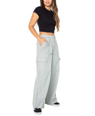 Juniors' Cargo Strap Wide-Leg Pants