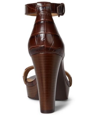 Women's Sylvia Zebra-Print-Trim Embossed Dress Sandals