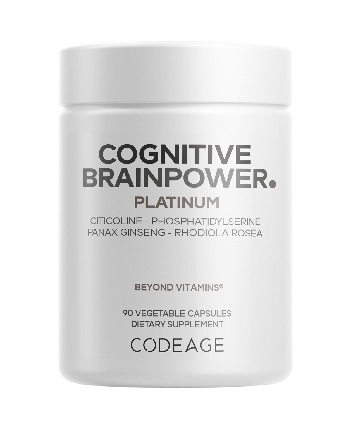Cognitive Brainpower Platinum Supplement - Cognizin Citicoline, Ksm-66 Ashwagandha, Panax Ginseng, Rhodiola, Phosphatidylserine, 90 Capsules