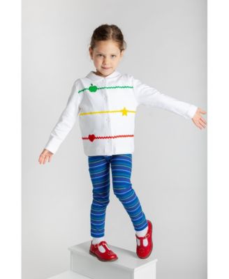 Toddler Girls Knit Cardigan With Apple, Star, & Heart