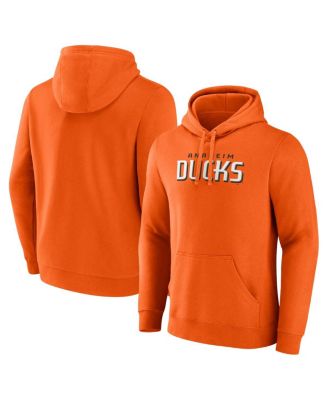 Fanatics - Men's Orange Anaheim Ducks Wordmark Logo Fleece Pullover Hoodie