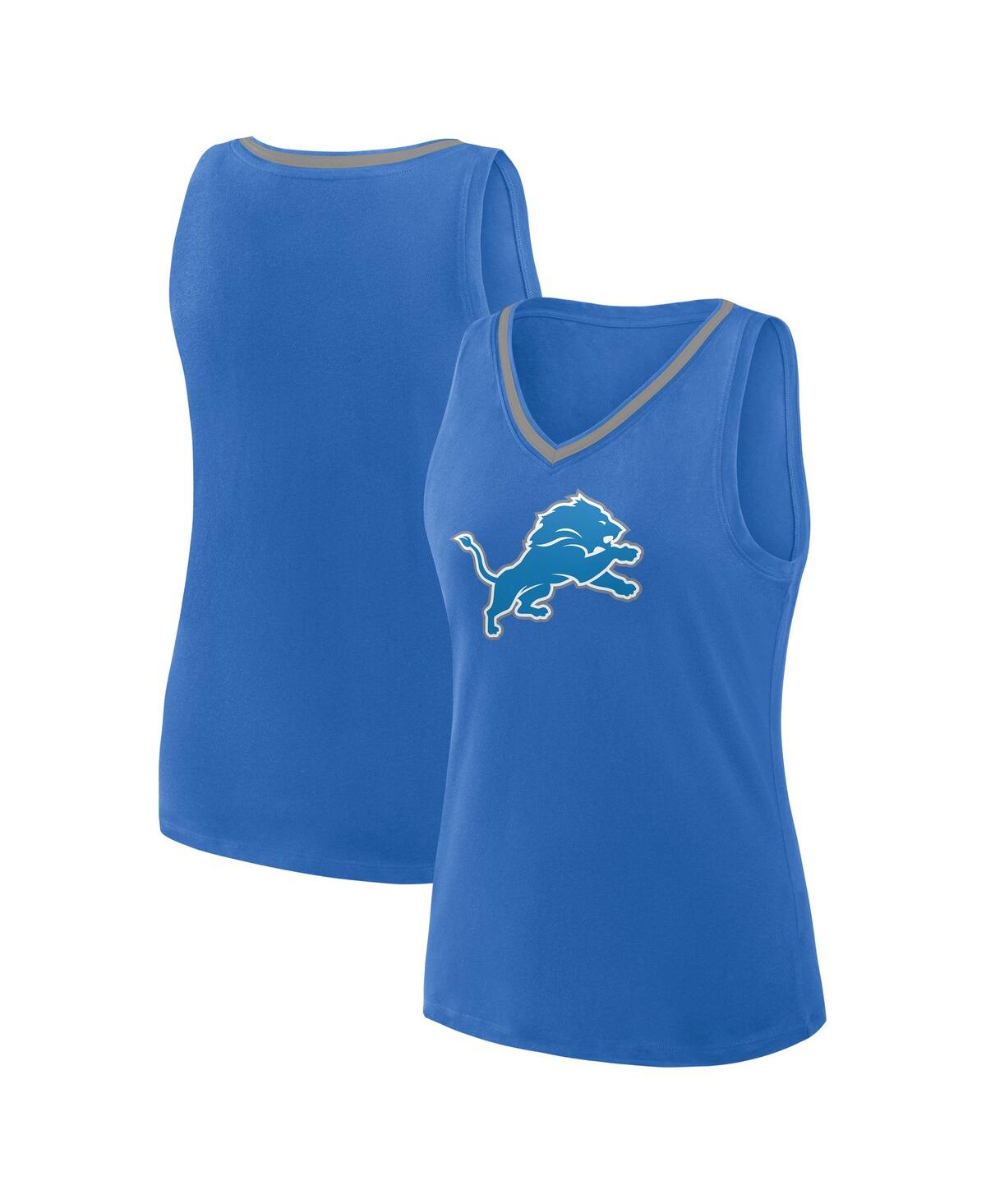 Women's Blue Detroit Lions Stellar Win V-Neck Tank Top - Blue