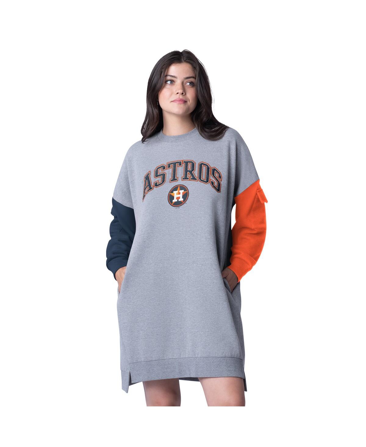 Women's Heather Gray Houston Astros Free Ball Long Sleeve Sneaker Dress - Heather Gray