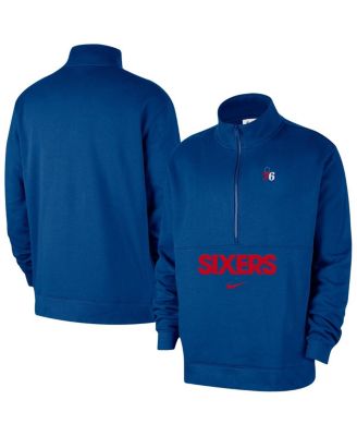 Nike - Men's Blue Philadelphia 76ers Courtside Club Half-Zip Jacket