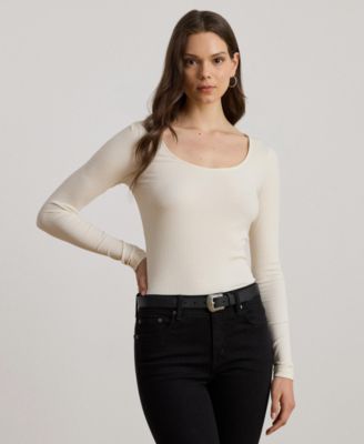 Lauren Ralph Lauren - Women's Rib-Knit Long-Sleeve Scoopneck Tee