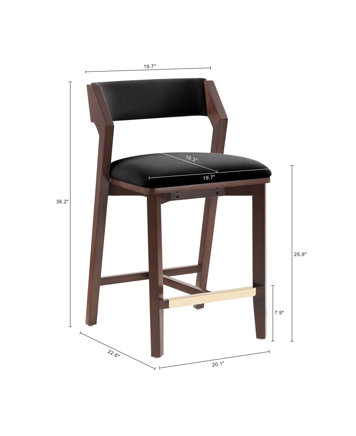 Manhattan Comfort 36.2" Patricia Velvet Upholstered Counter Stool In Black