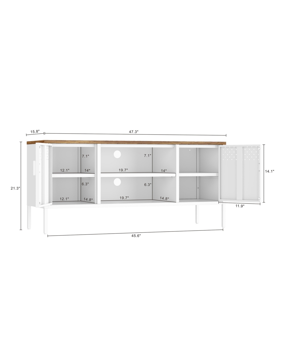 Manhattan Comfort 47.3" Landen Steel 6-shelf Tv Stand In White