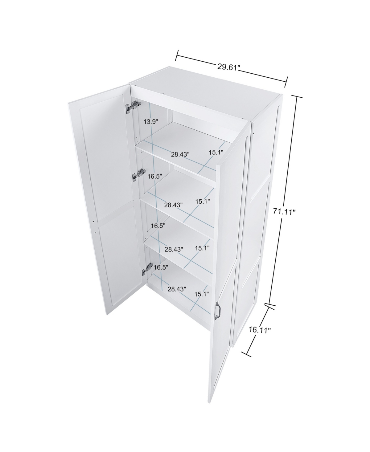 Manhattan Comfort 29.61" Cornelia Wood 4-shelf Storage Closet In White