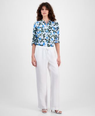 Charter Club Women's 100% Linen Drawstring Pants, Created