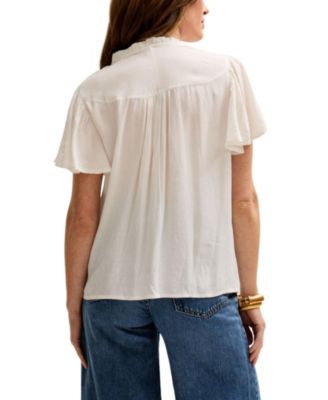 Women's Kew Lace Insert Angel Sleeve Shirt