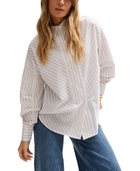 Женская рубашка Lily and Lionel London Dapper Double Placket Stripe, цвет: Белый