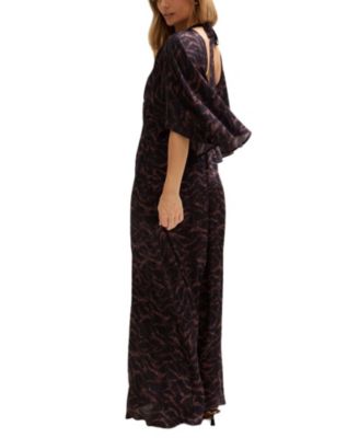 Women's Lydia Angel Sleeve Midnight Tiger Print Maxi Dress