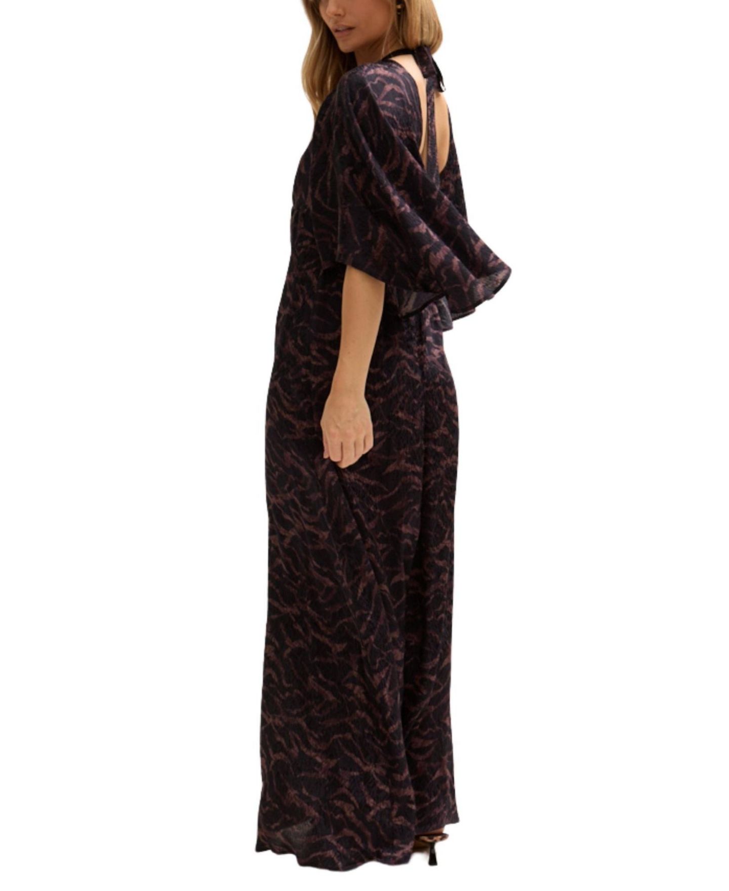 Женское платье Lily and Lionel London Lydia Angel Sleeve Midnight Tiger Print Maxi, цвет: Коричневый — фото 3