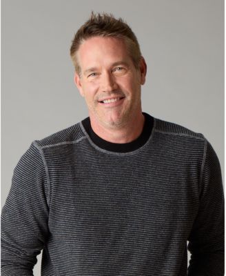 Men's Itch-Free Merino Wool Striped Crewneck Sweater with Lining