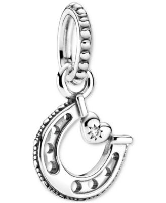 Pandora - Cubic Zirconia Horseshoe & Heart Dangle Charm