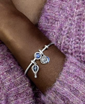 Sterling Silver and Blue Crystal Air Balloon Dangle Charm