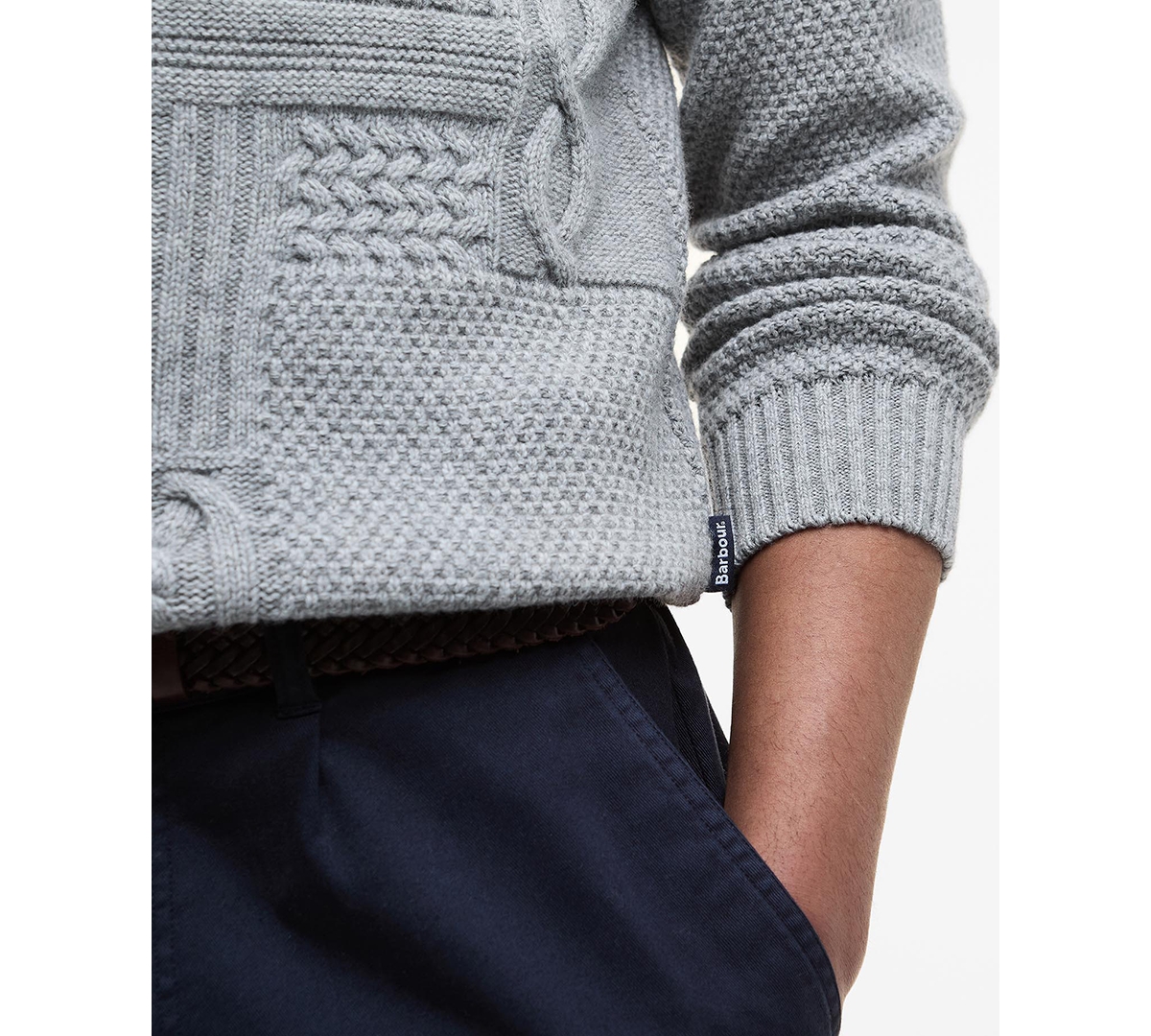 Barbour Men's Casey Textured Cable Knit Crewneck Sweater