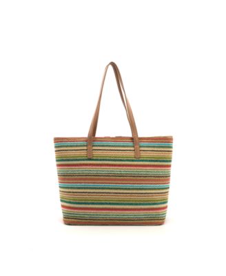 Liora Straw Striped Tote Bag