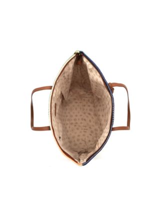 Auburn Striped Straw Tote Bag