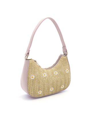 Nyomi Floral Straw Top Handle Shoulder Bag