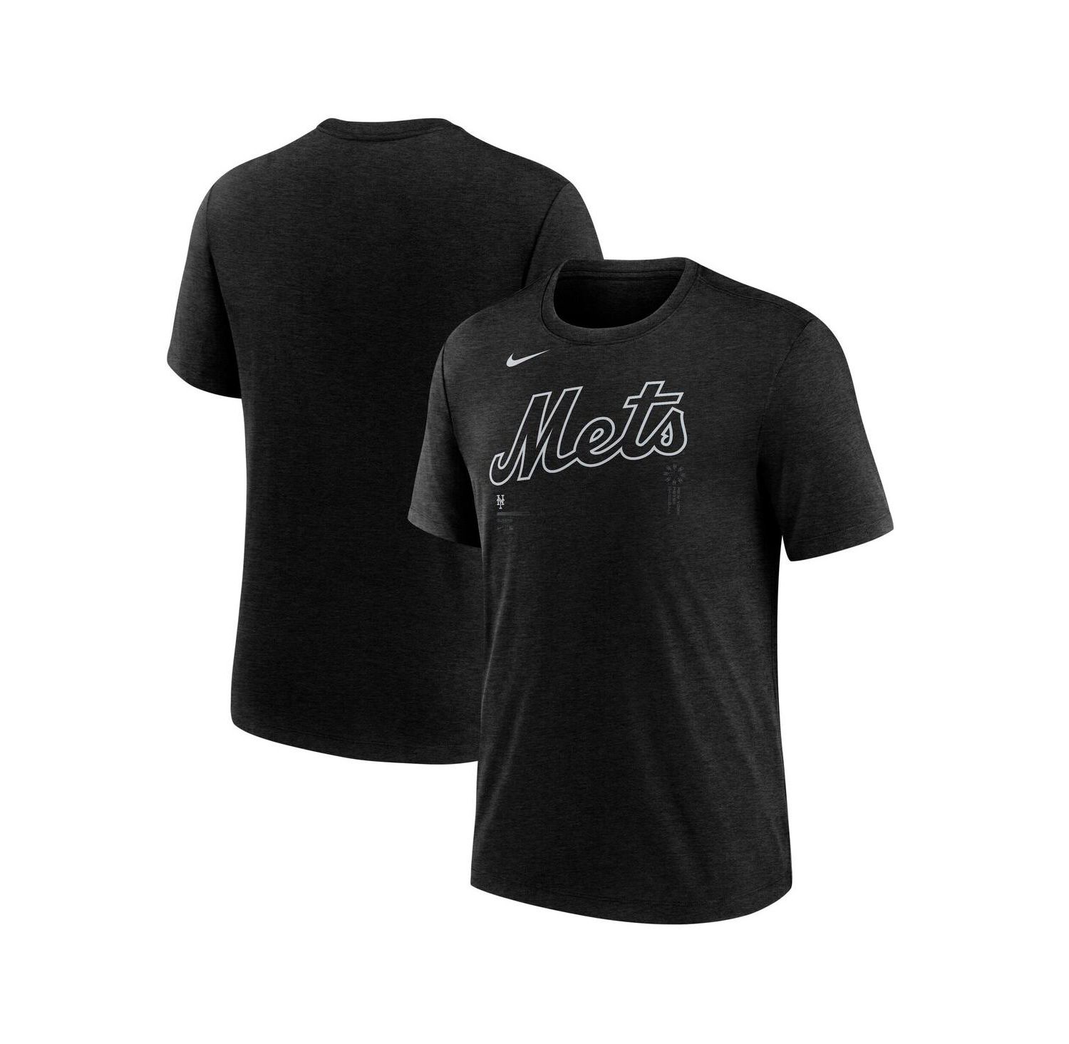 Men's Heather Black New York Mets Lights Out Tri-Blend T-Shirt