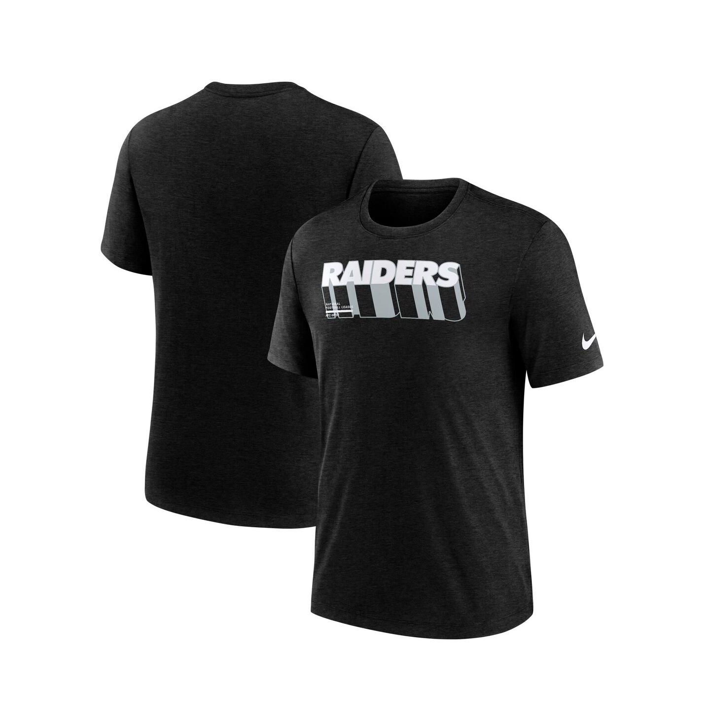 Мужская футболка Nike Heather Black Las Vegas Raiders Long Pass Tri-Blend — фото 1