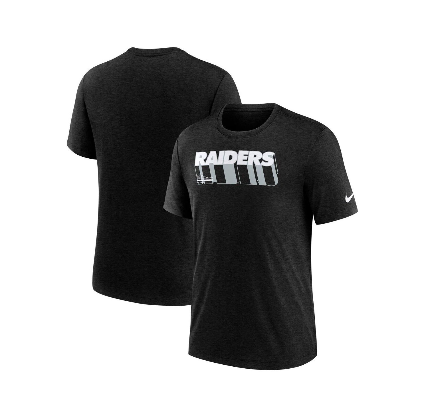 Men's Heather Black Las Vegas Raiders Long Pass Tri-Blend T-Shirt