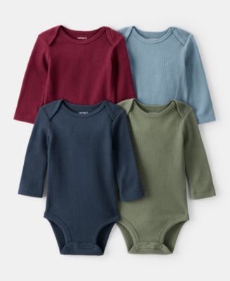 Carter's - Baby Long-Sleeve Ribbed Bodysuits, 4 Pack