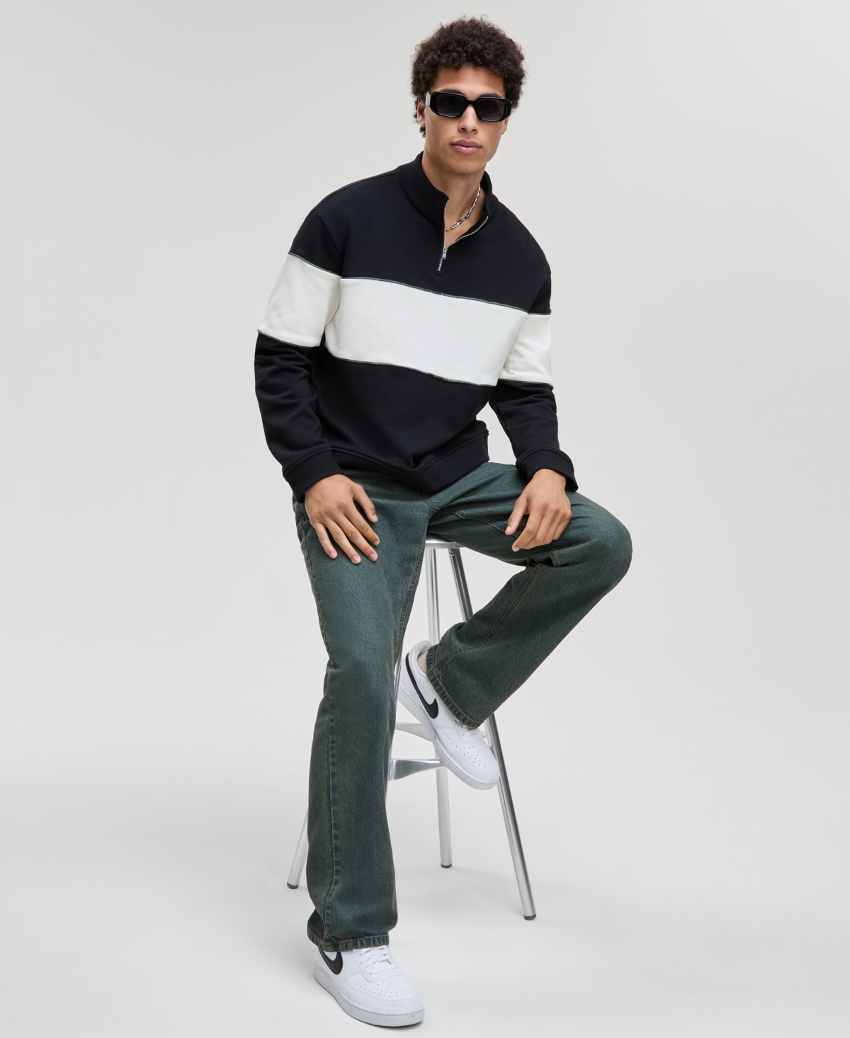 Mode Of One Men's Relaxed-fit Half-zip Sweatshirt, Macy's Exclusive In Multi
